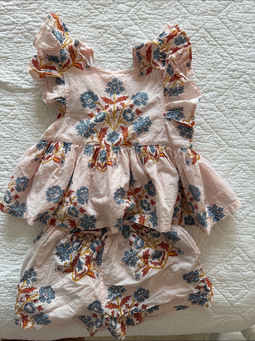 Pink Chicken Pink Floral Ruffle Matching Set